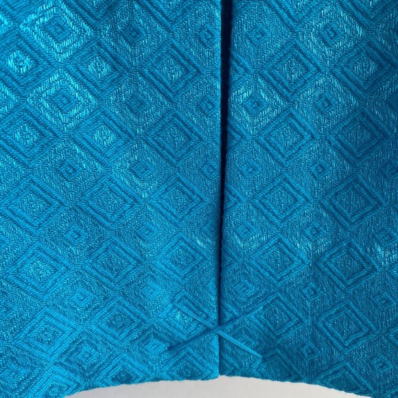 Laura Ashley Jacket Blazer Boxy Sz Small Blue Shiny Tapestry Print Button Easter - Picture 12 of 13